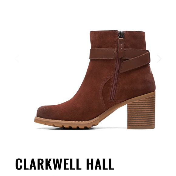 Clarks Clarkwell Hall British Tan Suede Heeled Bootie - Picture 14 of 14
